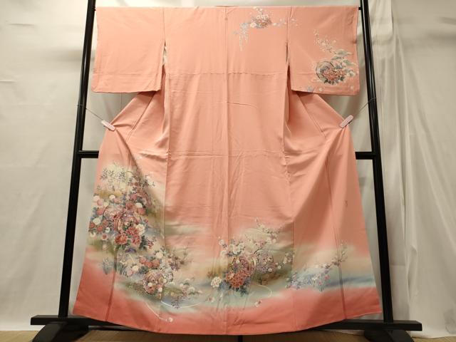平和屋着物■訪問着 作家物 鼓流水花文 暈し染め 金彩 正絹 逸品 CABI1813oy