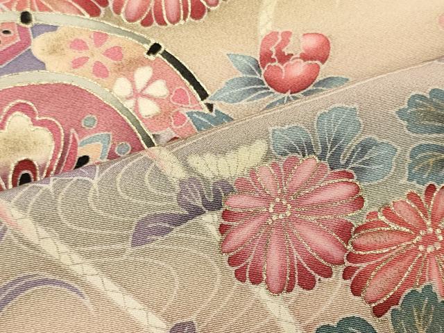 平和屋着物■訪問着 作家物 鼓流水花文 暈し染め 金彩 正絹 逸品 CABI1813oy