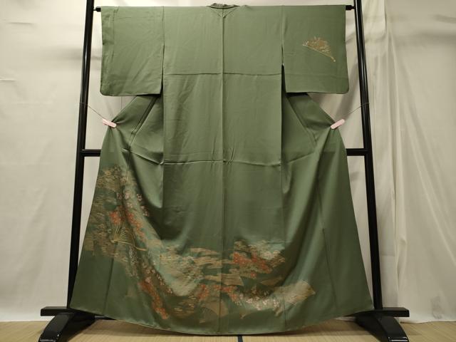 平和屋着物■訪問着 扇面花松文 金彩 正絹 逸品 CABI1815oy