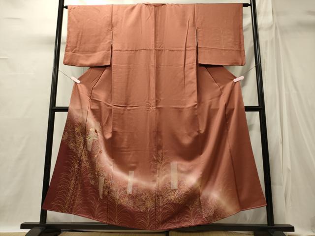 平和屋着物■訪問着 紬地 草花文 金銀彩 正絹 逸品 CABI1821oy