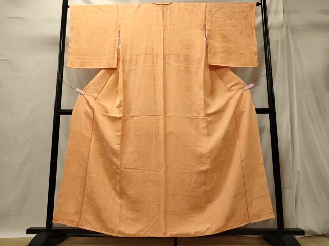 平和屋着物■上質な色無地 御所車花松地紋 萱草色 正絹 逸品 未使用 CABI1822oy
