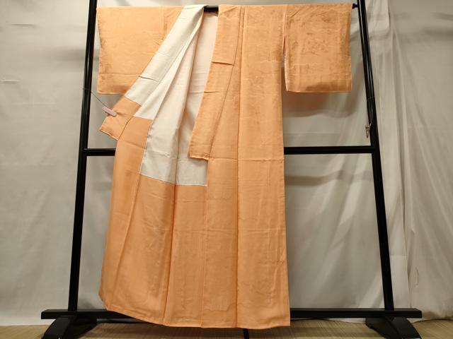 平和屋着物■上質な色無地 御所車花松地紋 萱草色 正絹 逸品 未使用 CABI1822oy