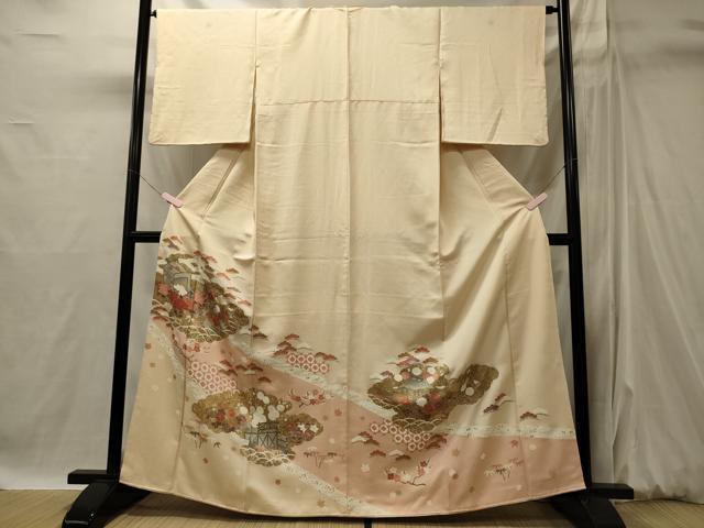 平和屋着物■豪華色留袖 雲取り御所車花文 金彩 正絹 逸品 CABI1827oy