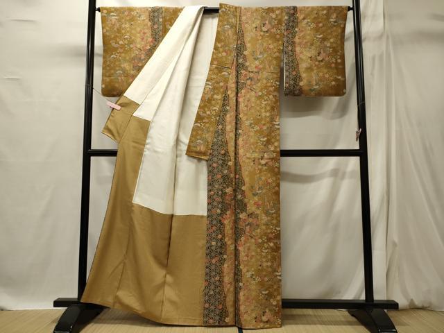 平和屋着物■上質な小紋 御所車枝花文 金彩 正絹 逸品 CABI1828oy