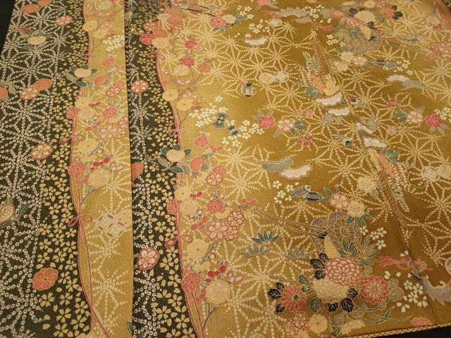 平和屋着物■上質な小紋 御所車枝花文 金彩 正絹 逸品 CABI1828oy
