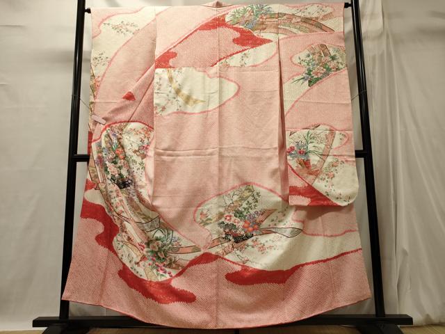 平和屋着物■豪華振袖 絞り 短冊草花文 金銀彩 正絹 逸品 CABI1829oy