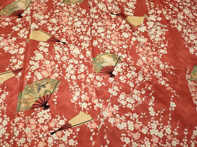 平和屋着物■上質な小紋 扇面枝梅文 金彩 正絹 逸品 CABI1831oy