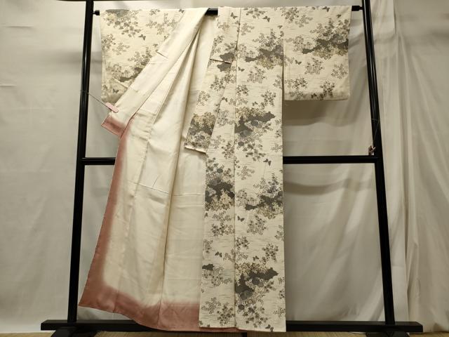 平和屋着物■上質な小紋 雲取り草花文 金彩 正絹 逸品 CABI1834oy