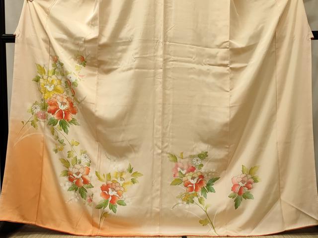 平和屋着物■訪問着 駒刺繍 草花文 暈し染め 金彩 正絹 逸品 CABI1848oy