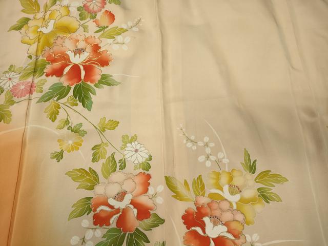 平和屋着物■訪問着 駒刺繍 草花文 暈し染め 金彩 正絹 逸品 CABI1848oy