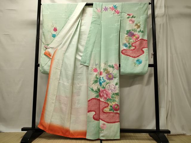 平和屋着物■豪華振袖 駒刺繍 絞り 草花文 金銀糸 正絹 逸品 CABI1855oy