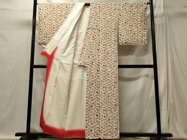 平和屋着物■上質な小紋 松皮菱草花文 正絹 逸品 CABI1862oy