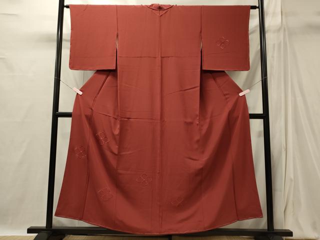 平和屋着物■訪問着 刺繍 菱花文 銀朱色 正絹 逸品 未使用 CABI1863oy