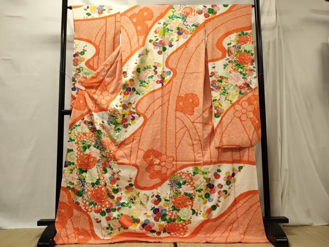 平和屋着物■豪華振袖 駒刺繍 絞り 草花文 金彩 正絹 逸品 CABI1866oy