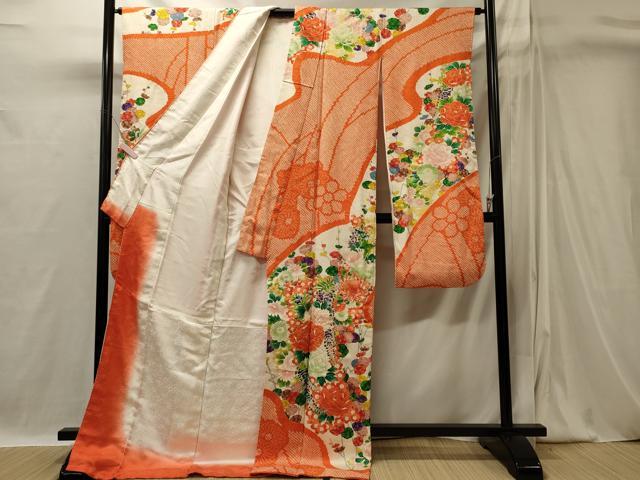 平和屋着物■豪華振袖 駒刺繍 絞り 草花文 金彩 正絹 逸品 CABI1866oy