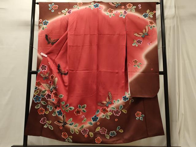 平和屋着物■豪華振袖 舞蝶花文 暈し染め 金彩 正絹 逸品 CABI1867oy