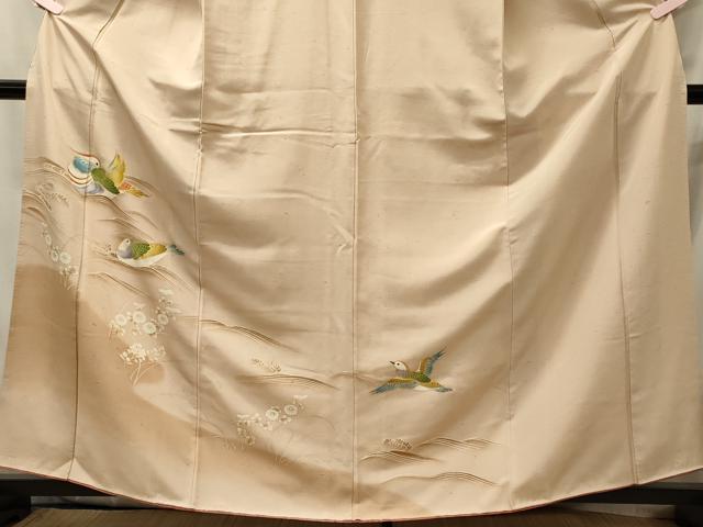 平和屋着物■訪問着 御召縮緬地 流線花鳥文 暈し染め 金彩 正絹 逸品 CABI1884oy