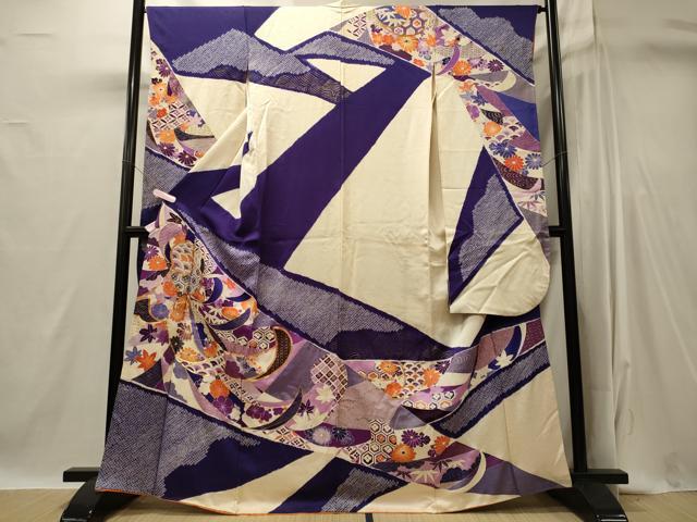 平和屋着物■豪華振袖 駒刺繍 絞り 吉祥花文 金彩 正絹 逸品 CABI1887oy