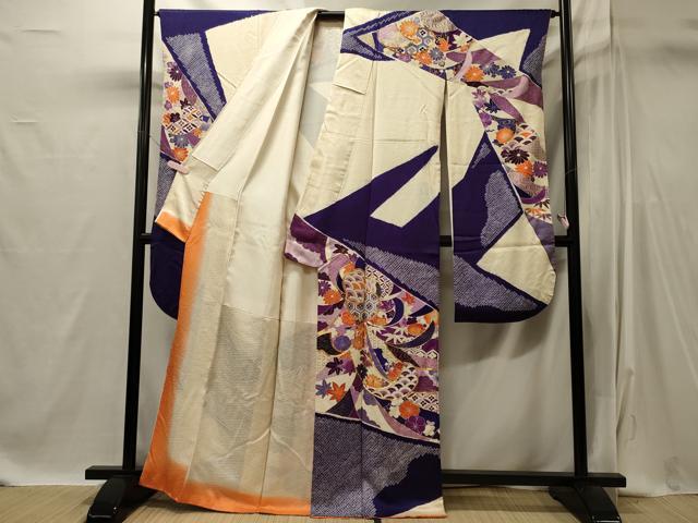 平和屋着物■豪華振袖 駒刺繍 絞り 吉祥花文 金彩 正絹 逸品 CABI1887oy