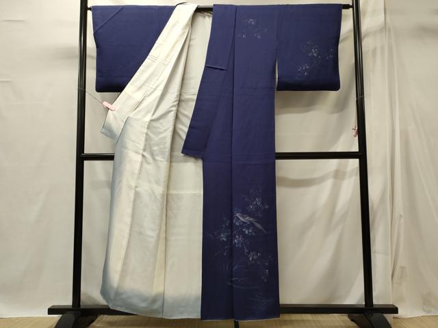 平和屋着物■訪問着 手描き 休み鳥枝花文 正絹 逸品 CABI1896oy