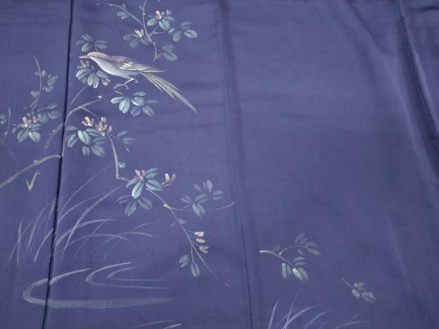 平和屋着物■訪問着 手描き 休み鳥枝花文 正絹 逸品 CABI1896oy