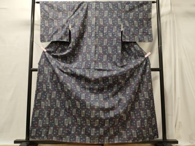 平和屋着物■上質な紬 絣文様 正絹 逸品 未使用 CABI1898oy