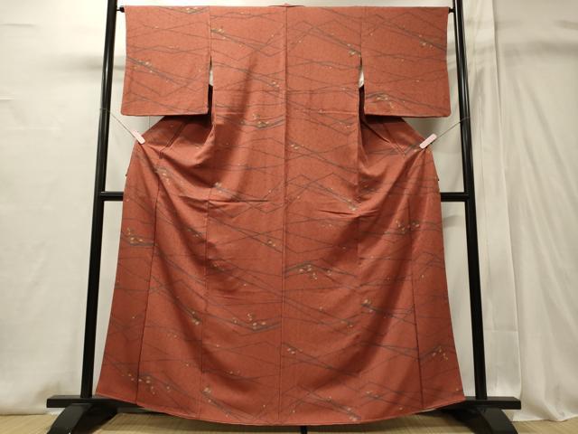 平和屋着物■上質な小紋 枝葉文 正絹 逸品 CABI1901oy