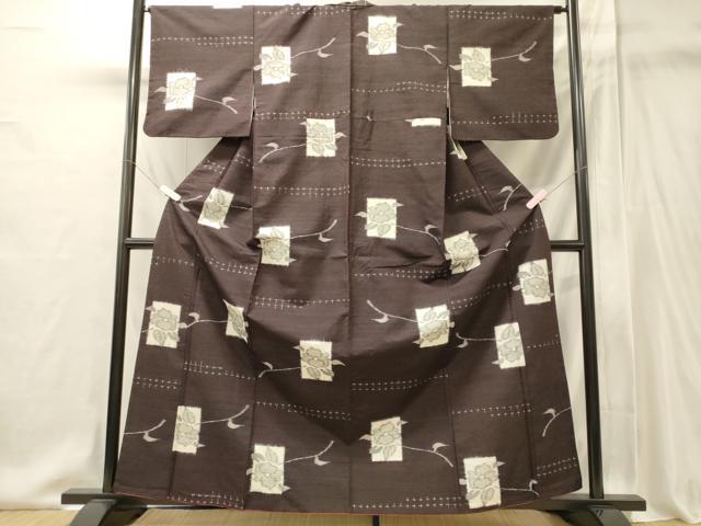 平和屋着物■上質な紬 色紙花文 正絹 逸品 CABI1908oy