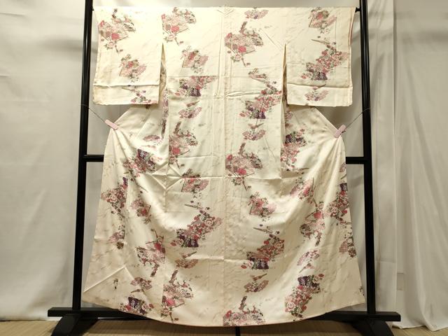 平和屋着物■上質な小紋 松葉檜扇花文 金彩 やまと誂製 正絹 逸品 CABI1935oy