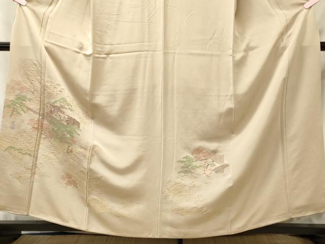 平和屋着物■豪華色留袖 寿光織 人物風景松文 金糸 正絹 逸品 CABI1937oy