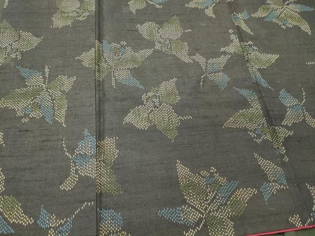 平和屋着物■上質な紬 舞花文 黒地 正絹 逸品 CABI1942oy