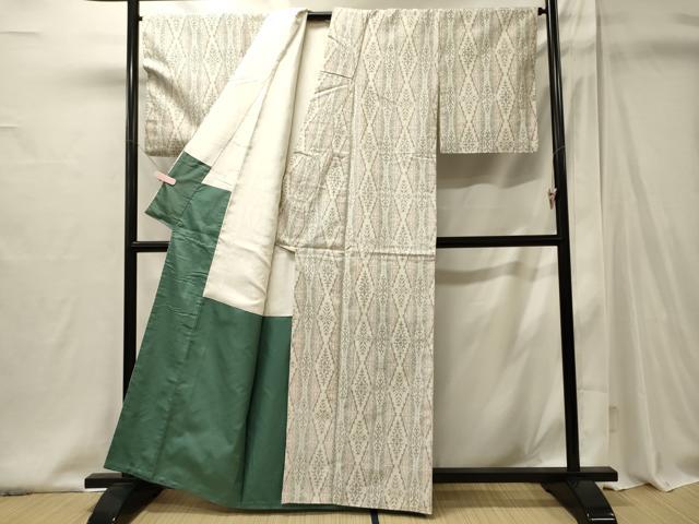 平和屋着物■上質な紬 幾何学文 正絹 逸品 未使用 CABI1954oy