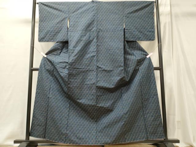 平和屋着物■上質な紬 幾何学文 正絹 逸品 未使用 CABI1957oy