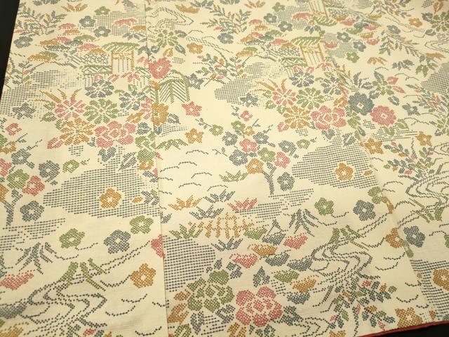 平和屋着物■上質な紬 流水花松文 正絹 逸品 CABI1958oy