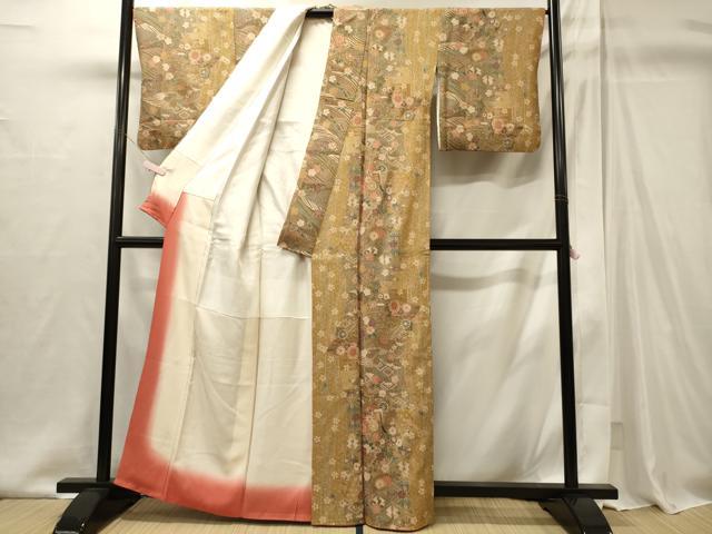 平和屋着物■上質な小紋 御所車扇面花文 正絹 逸品 CABI1964oy