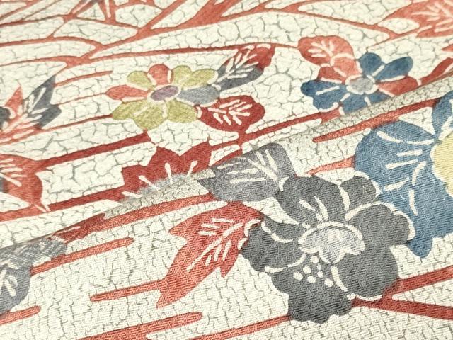 平和屋着物■上質な小紋 型染め 草花文 正絹 逸品 CABI1966oy