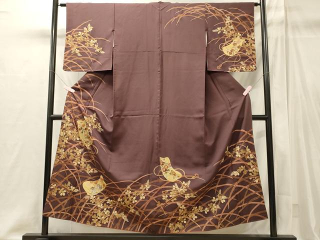平和屋着物■訪問着 駒刺繍 草花文 正絹 逸品 未使用 CABI1967oy