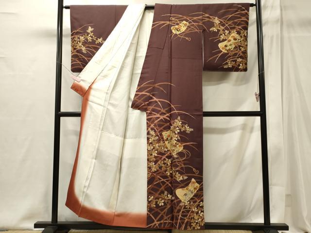 平和屋着物■訪問着 駒刺繍 草花文 正絹 逸品 未使用 CABI1967oy