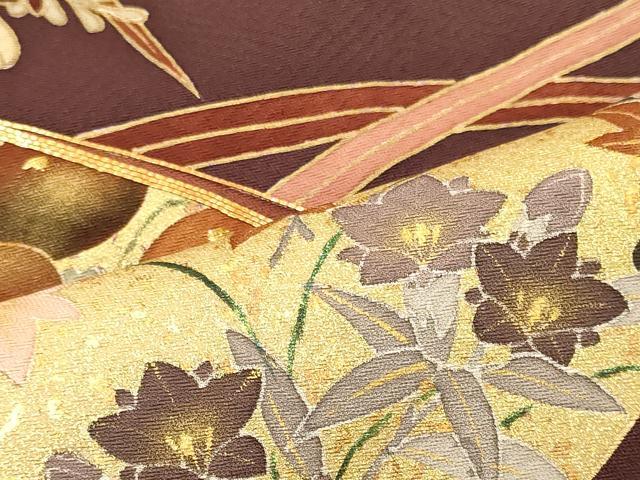 平和屋着物■訪問着 駒刺繍 草花文 正絹 逸品 未使用 CABI1967oy