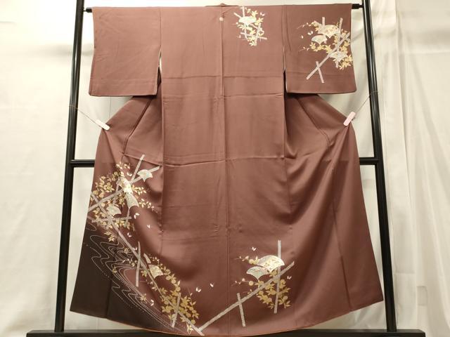 平和屋着物■訪問着 舞蝶草花文 暈し染め 金彩 正絹 逸品 CABI1969oy