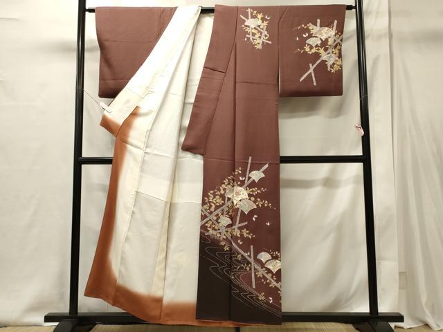 平和屋着物■訪問着 舞蝶草花文 暈し染め 金彩 正絹 逸品 CABI1969oy