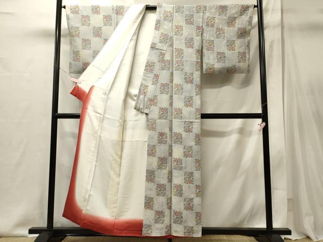 平和屋着物■上質な小紋 草花文 暈し染め 正絹 逸品 未使用 CABI1974oy
