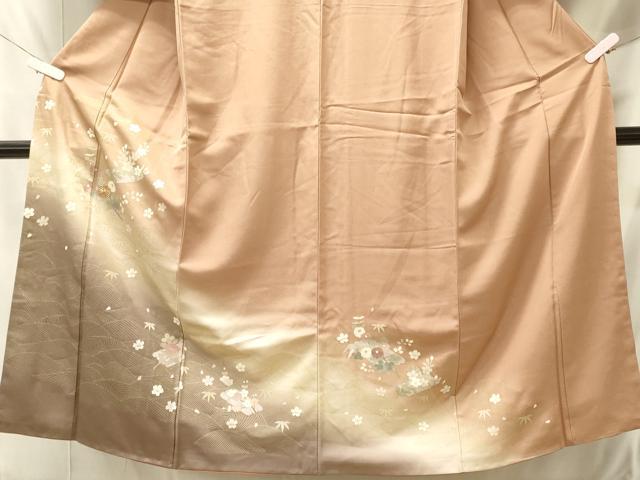 平和屋着物■訪問着 駒刺繍 花筏文 暈し染め 金彩 正絹 逸品 CABI1979oy