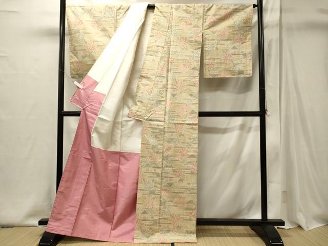 平和屋着物■上質な紬 風景花文 正絹 逸品 未使用 CABI1992oy