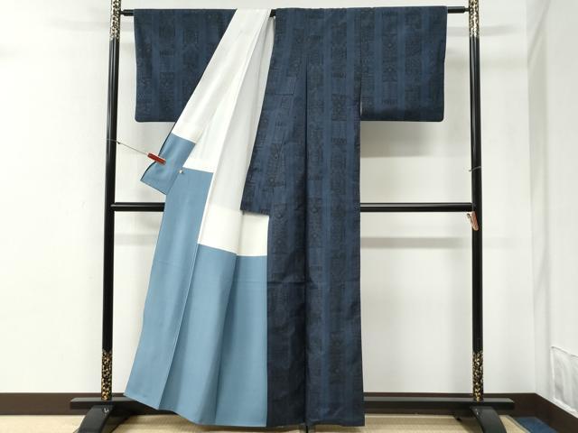 平和屋着物●本場大島紬 9マルキ 西洋風景唐草間道 高島屋扱い 正絹 逸品 CABI2002yc