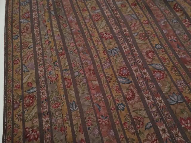 平和屋着物●上質な小紋 更紗花唐草間道 鬼しぼ縮緬 高島屋扱い 正絹 逸品 未使用 CABI2003yc