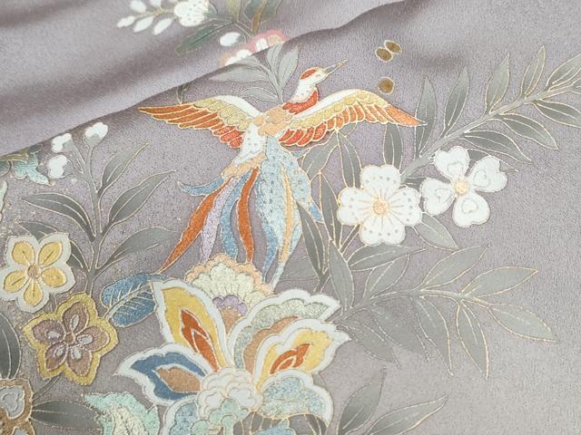 平和屋着物●訪問着 鳳凰更紗草花文 暈し染め 金彩 高島屋扱い 正絹 逸品 CABI2004yc