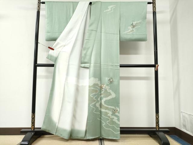 平和屋着物●訪問着 絞り 刺繍 道長吉祥草花文 金彩 正絹 逸品 CABI2019yc