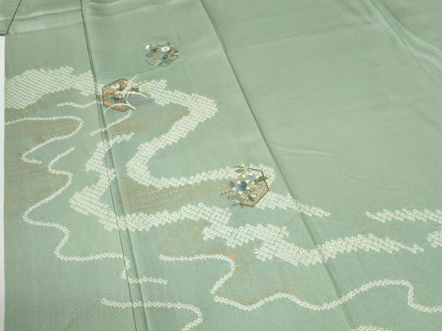 平和屋着物●訪問着 絞り 刺繍 道長吉祥草花文 金彩 正絹 逸品 CABI2019yc