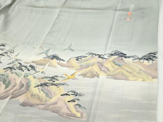 平和屋着物●本加賀友禅作家 白坂幸蔵 色留袖 陸中 三王岩 飛鶴浜松文 暈し染め 正絹 逸品 CABI2021yc